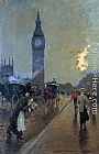Georges Stein Canvas Paintings - A view of Big Ben, London